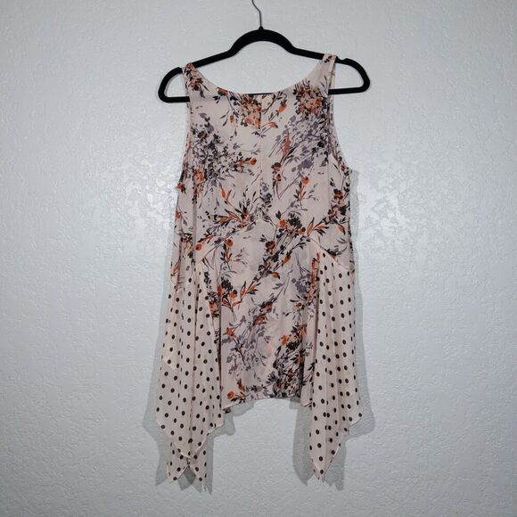 Vanessa Virginia x Anthropologie Pink Floral‎ Chiffon Tank Size Medium - Picture 7 of 8